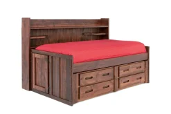 Kids Mor Furniture Young Pioneer Sideways Captain Bed W/ 4 Drawer Storage In Cinnamon, Twin