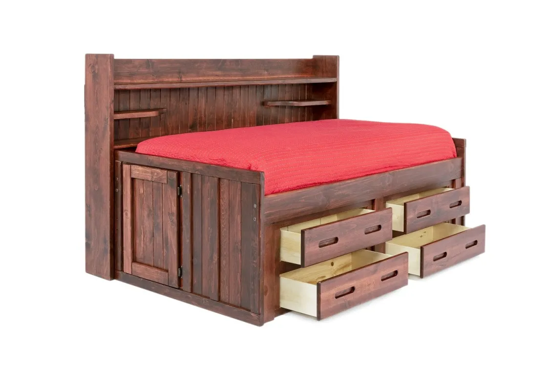Kids Mor Furniture Young Pioneer Sideways Captain Bed W/ 4 Drawer Storage In Cinnamon, Twin